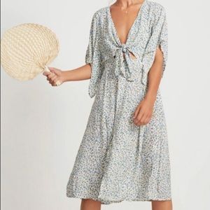 Faithfull The Brand Massimo Tie Front Midi Dress